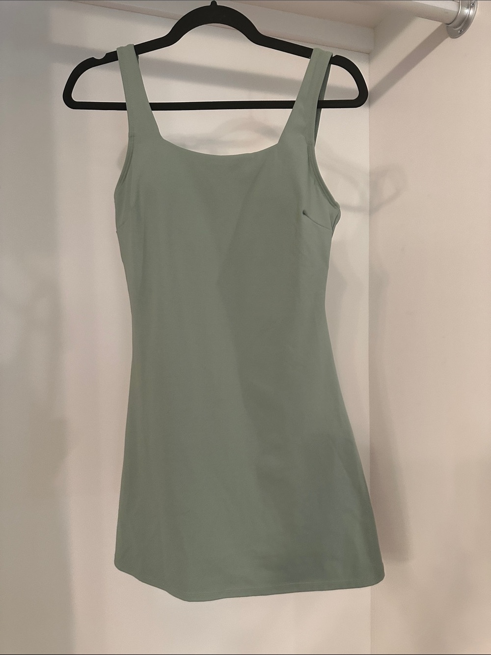 Pink Lily small Sage Green Square Neck Tank Dress with shorts. Like new